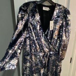 NWT Tanya Taylor Silver Zoey Cocktail Dress sz 10